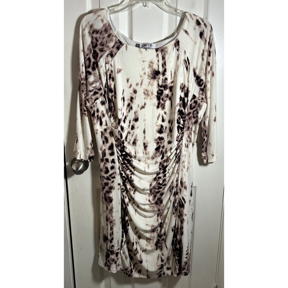 Jennifer Lopez Animal Print Form Fitting Dress XL 3/4 Sleeves Pullover